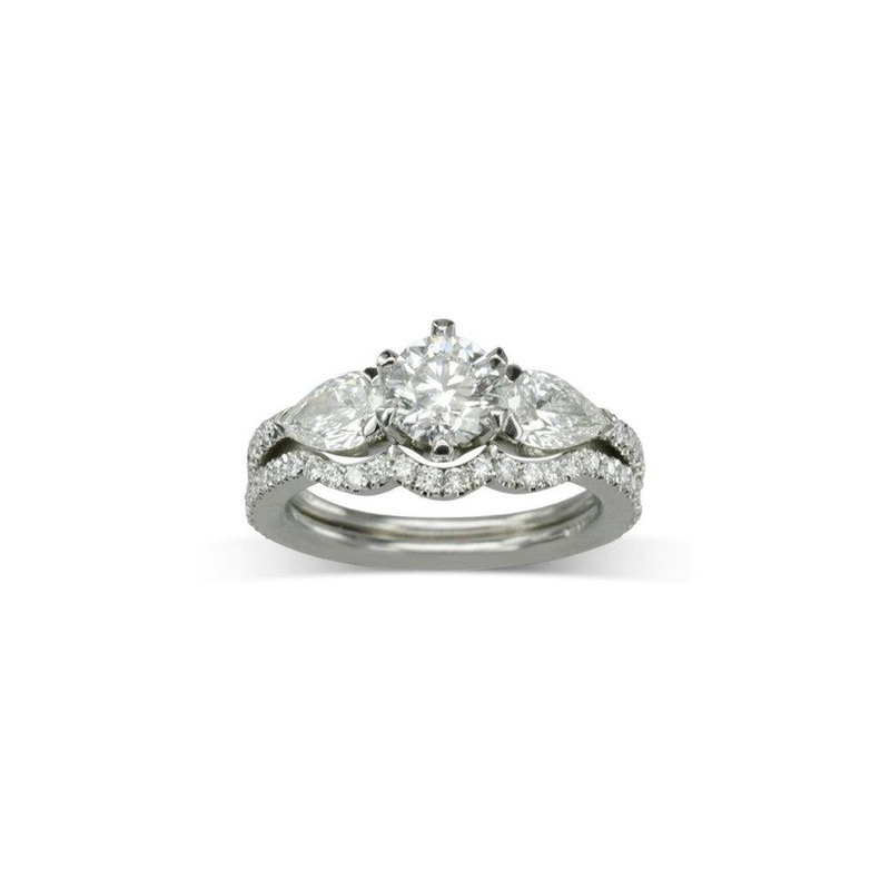 Claw Round and Pear Shaped Diamond Trilogy Ring