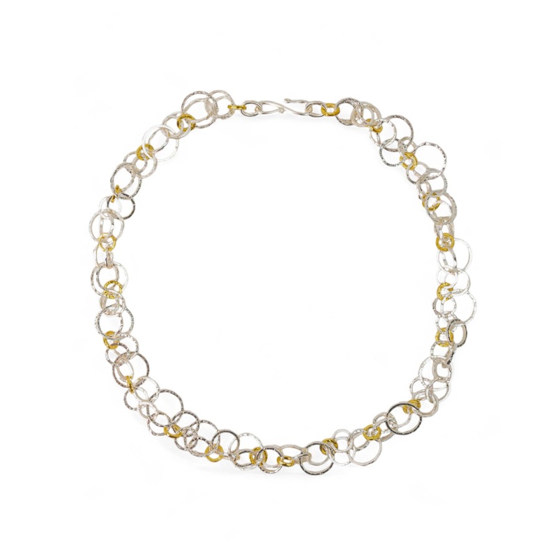 Hammered Two Tone Chain Necklace