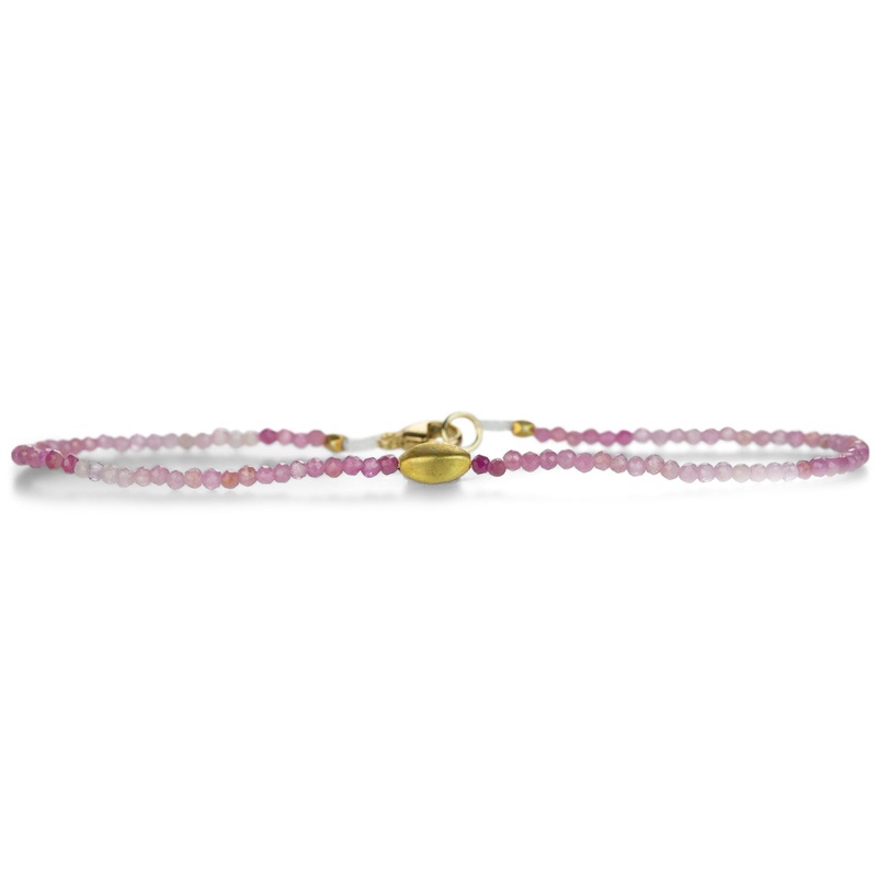 Ombre Ruby and 18k Gold Beaded Bracelet
