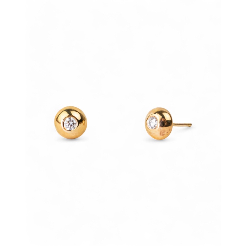 Pebble Yellow Gold Diamond Stud Earrings