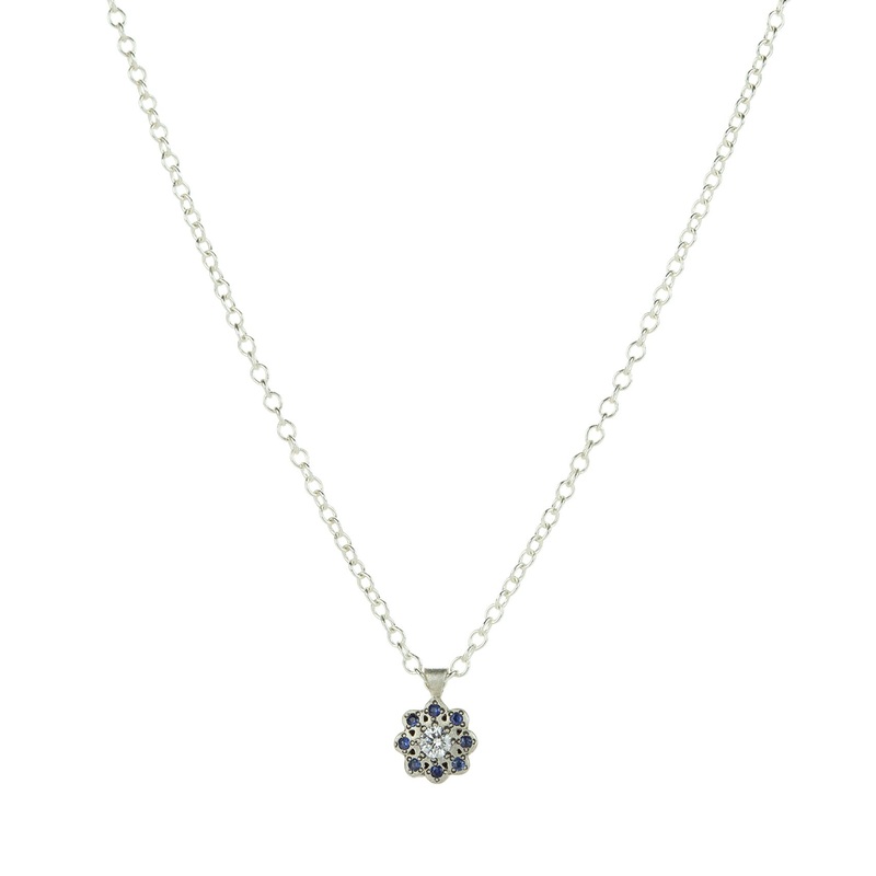 Sapphire and Diamond Moonflower Necklace
