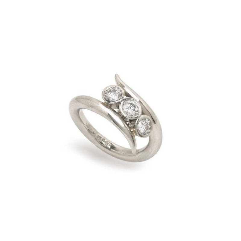 Spiky Platinum Trilogy Diamond Engagement Ring