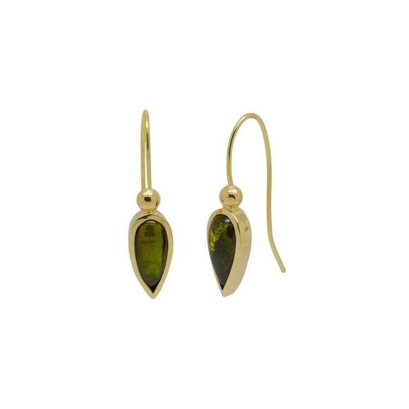 Teardrop Yellow Gold Tourmaline Drop Earrings