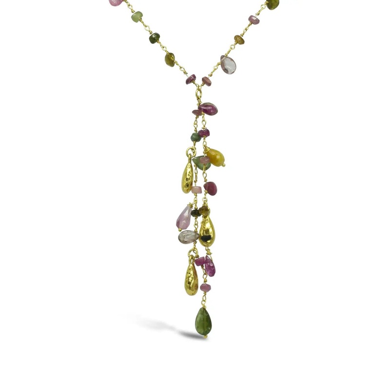 Tourmaline Tassel Beaded Necklace