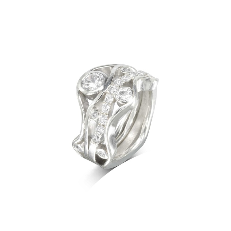 Wave Five Strand Unusual Diamond Ring