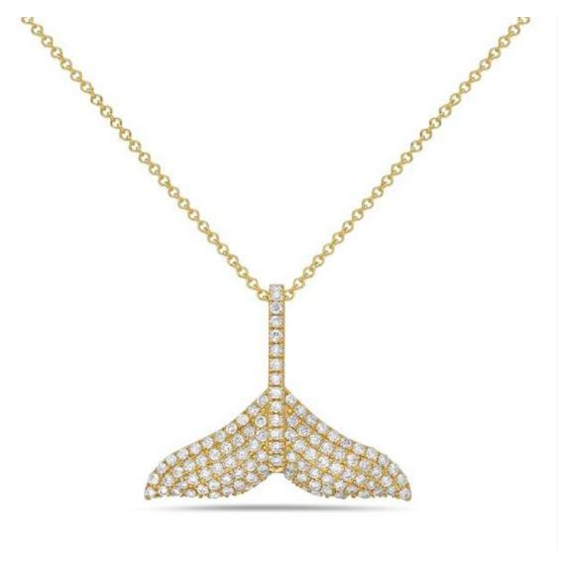 14K DIAMOND WHALE TAIL PENDANT
