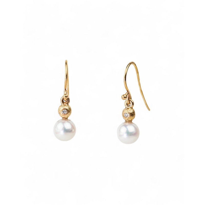 Akoya Pearl and Diamond Yellow Gold Drop Earrings