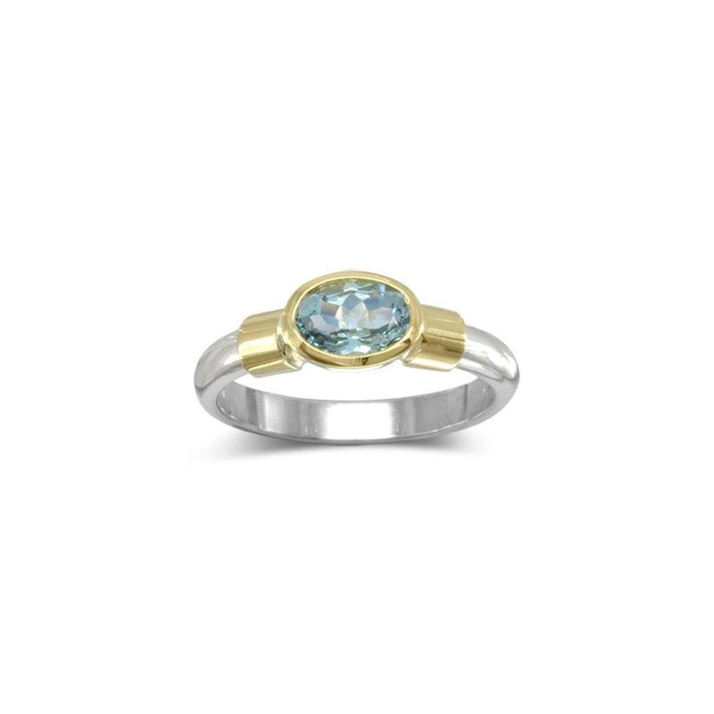 Aquamarine with Gold Shoulders Ring