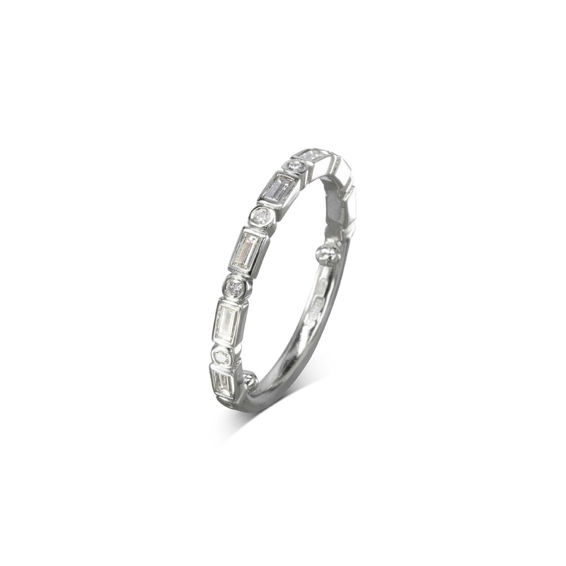 Dainty Baguette Diamond Half Eternity Ring