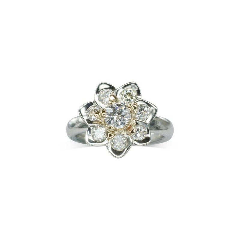Lotus Flower Diamond Flower Cluster Ring