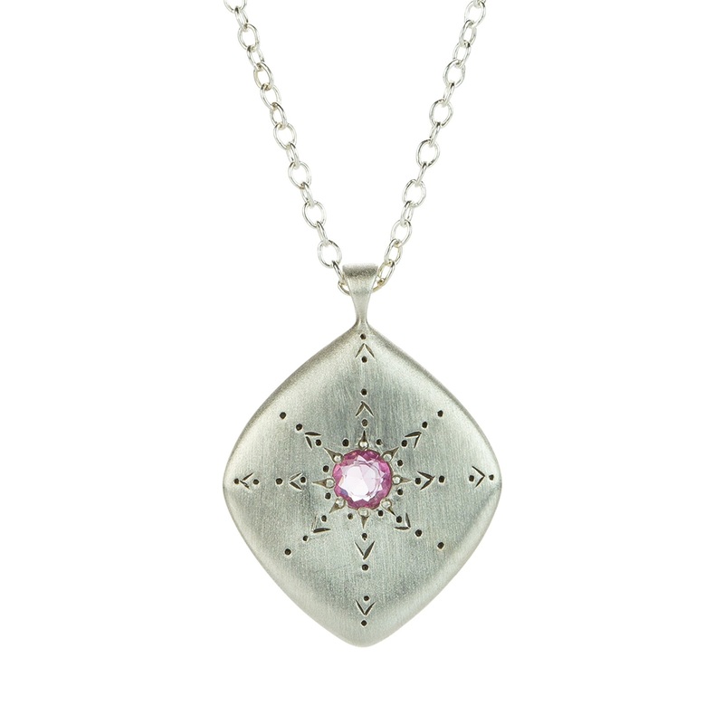 Star Gaze Rose Cut Pink Sapphire Necklace