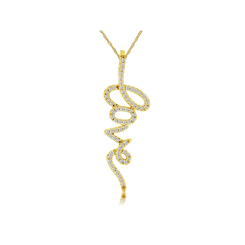 14K DIAMOND LOVE PENDANT ON CHAIN