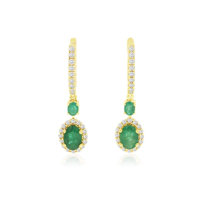 14K EMERALD DIAMOND EARRINGS