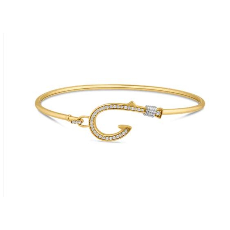 14K WHITE Fish Hook Bangle
