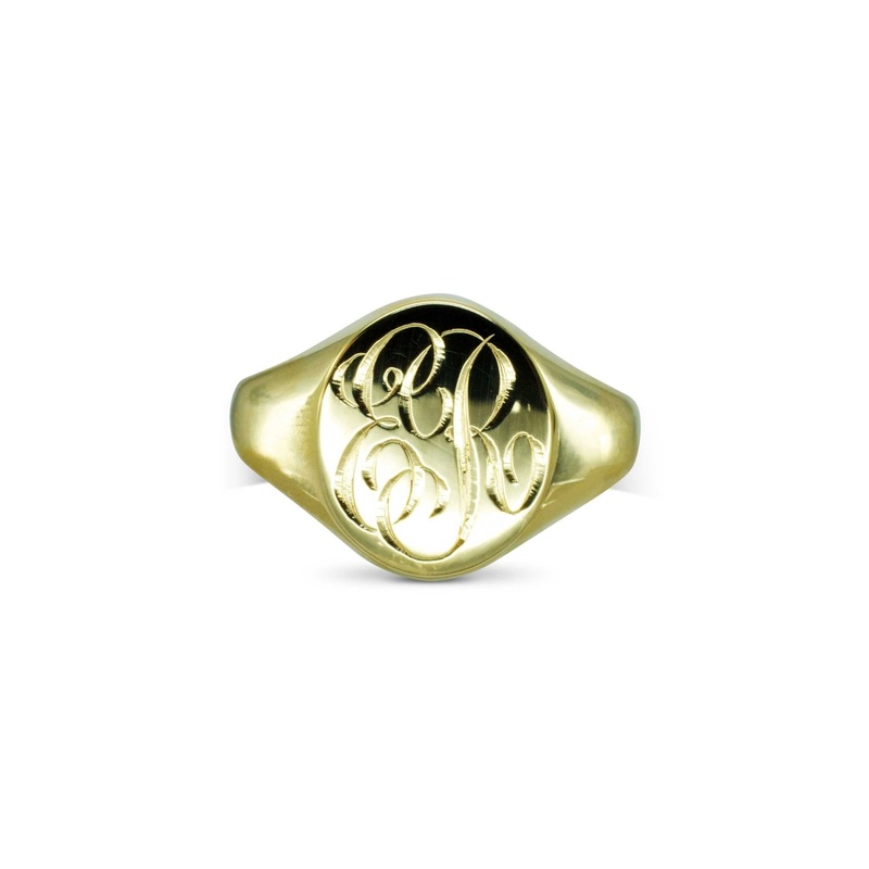 18ct Yellow Gold Signet Ring with Script Initials
