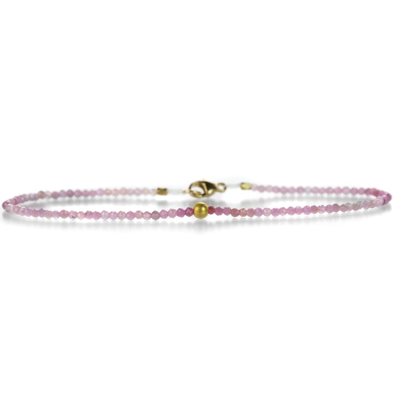 18k Gold Bead and Ombre Ruby Bracelet