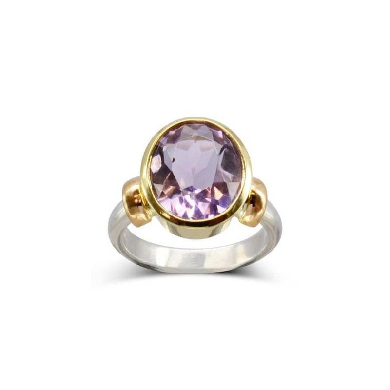 Amethyst Two Colour Gold Dress Ring