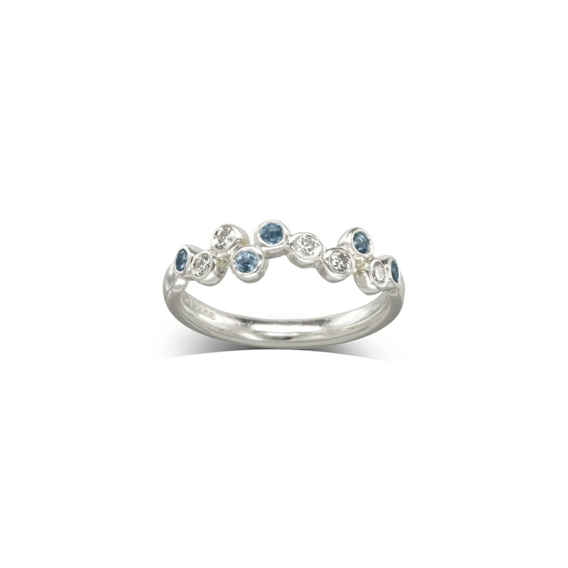 Bubbles Offset Aquamarine Eternity Ring