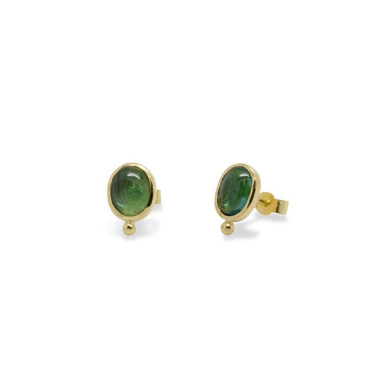 Roman Tourmaline Stud Earrings (Green)