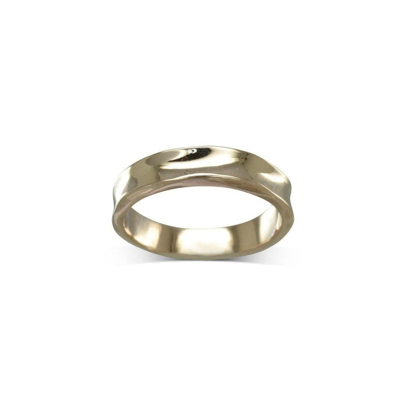 Side Hammered Solid Gold Wedding Ring