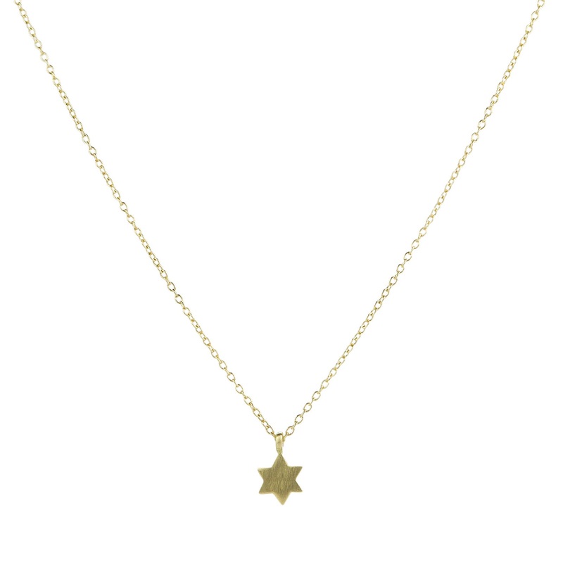18k Yellow Gold Star of David Necklace