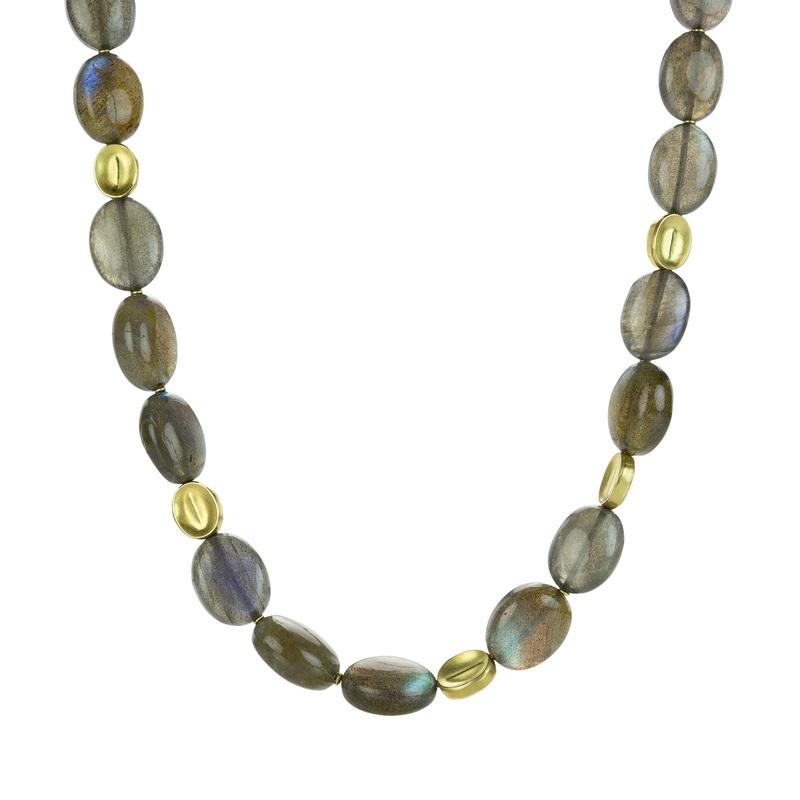 Oval Shaped Labradorite Beaded Necklace