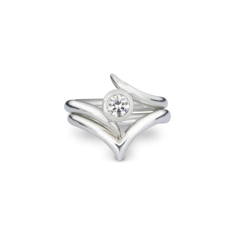 Spiky Engagement and Wishbone Dress Ring