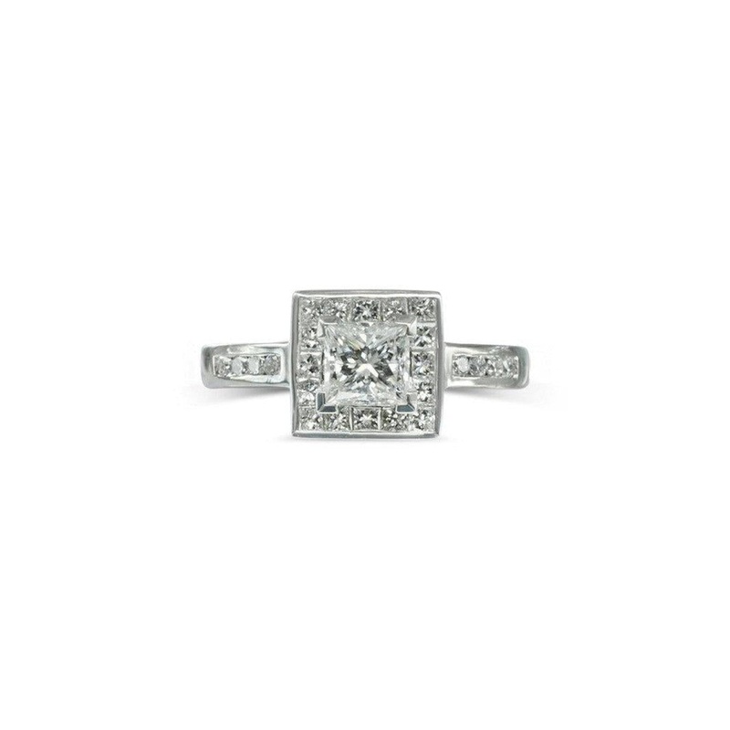 Square Cluster Diamond Platinum Ring