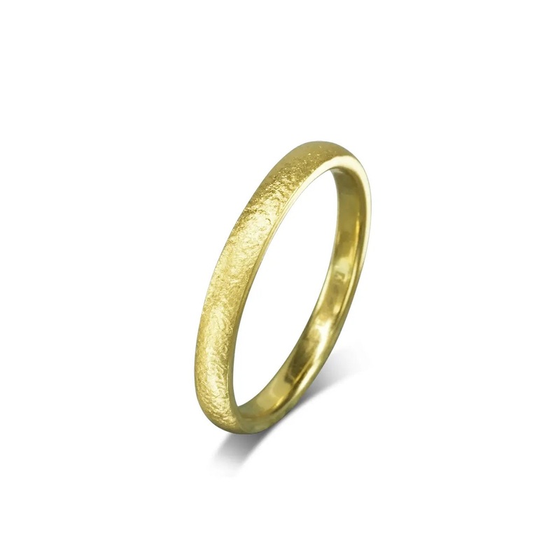 Textured Court Yellow Gold Wedding Band (2mm)