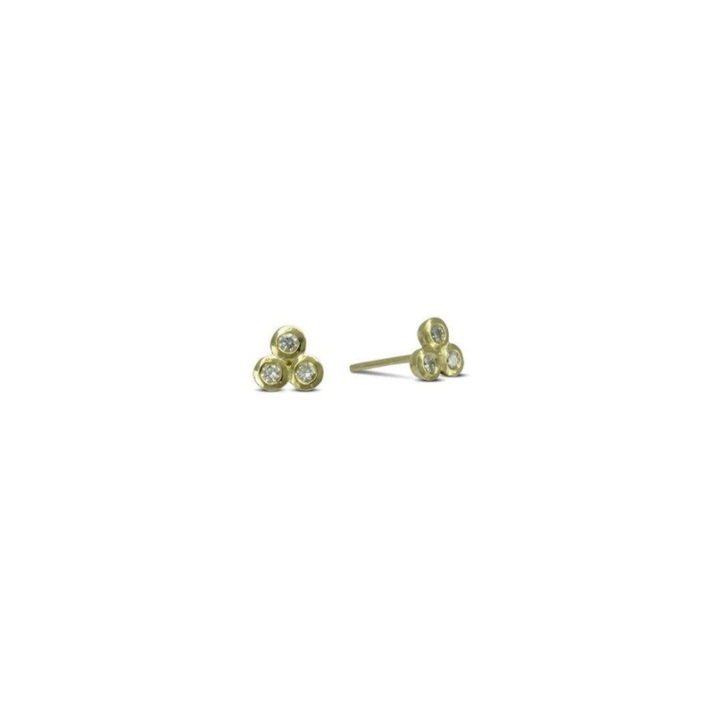 Trefoil 9ct Yellow Gold Diamond Stud Earrings