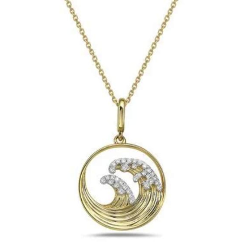 14K DIAMOND WAVE PENDANT