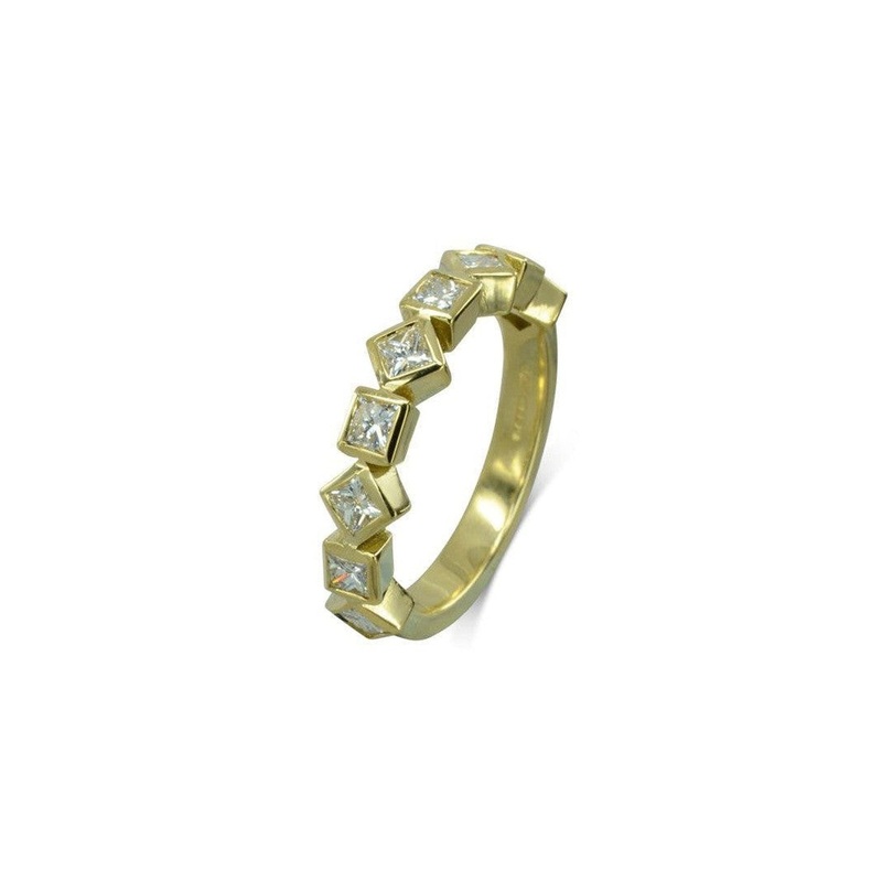 Alternating Princess Cut Diamond Half Eternity Ring