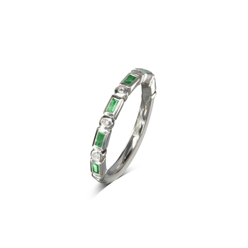 Baguette Cut Gemstone and Diamond Eternity Ring