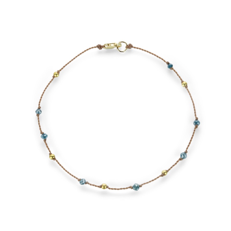Blue Diamond and 18k Beaded Bracelet