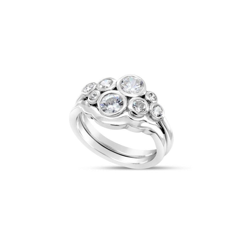 Bubbles Diamond Platinum Cluster Ring (Fitted Band Optional)