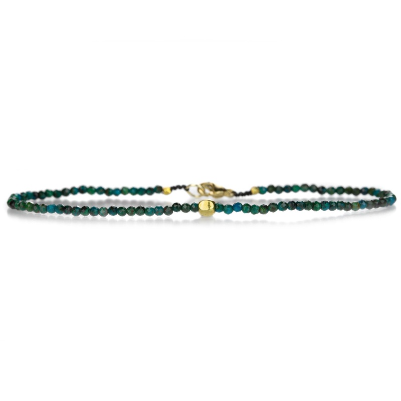 Dark Chrysoprase and Gold Beaded Bracelet