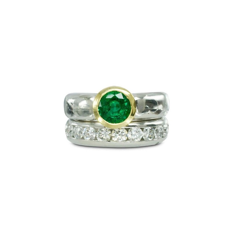 Emerald Two Tone Engagement Ring