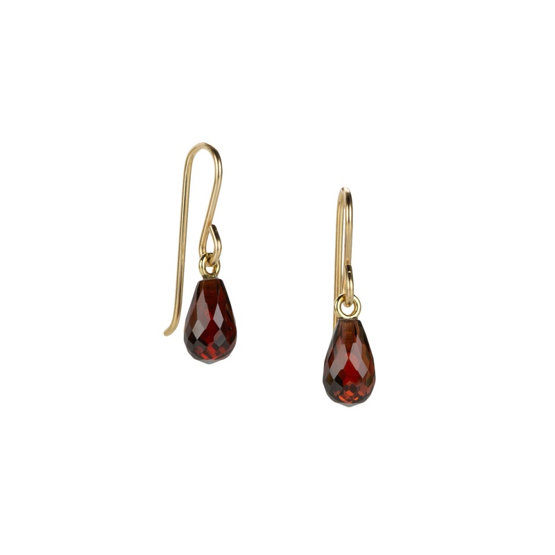 Faceted Garnet Briolette Drop Earrings