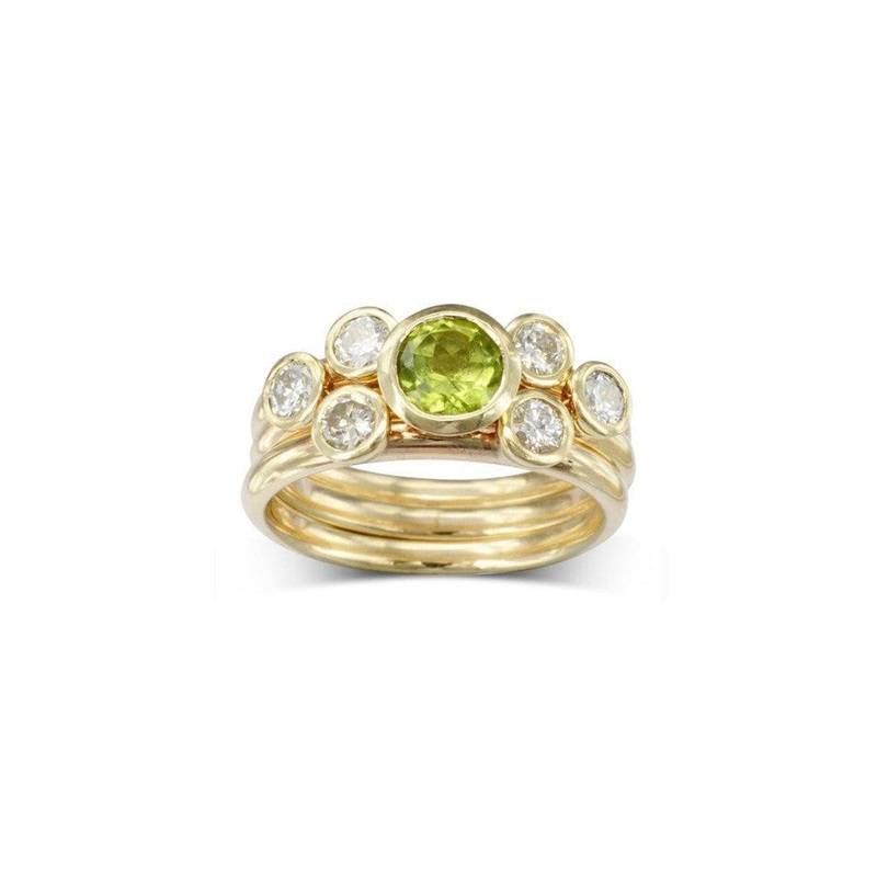 Peridot 9ct Yellow Gold Stacking Ring Set