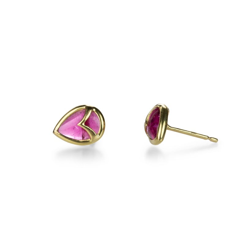 Pink Tourmaline Owl Stud Earrings