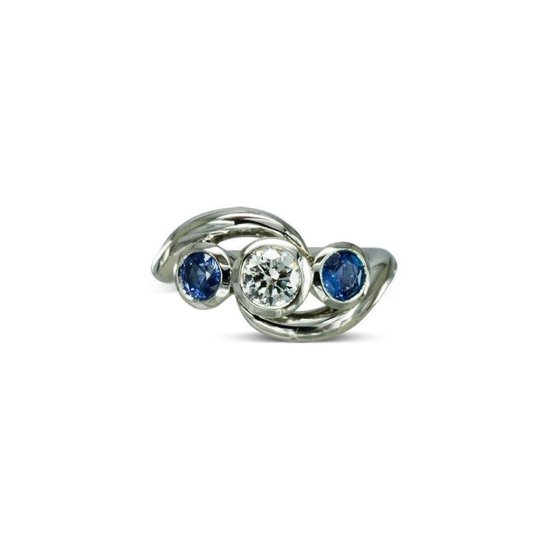 Spiky Sapphire and Diamond Trilogy Ring