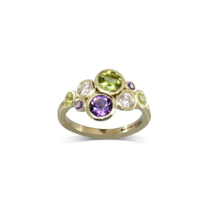 Water Bubbles Suffragette 9ct Yellow Gold Ring