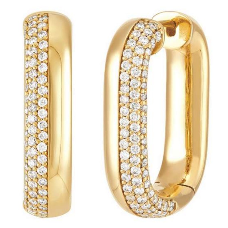 14K PAVE DIAMOND HOOP EARRINGS