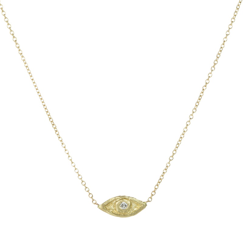 14k Tiny Evil Eye Pendant Necklace