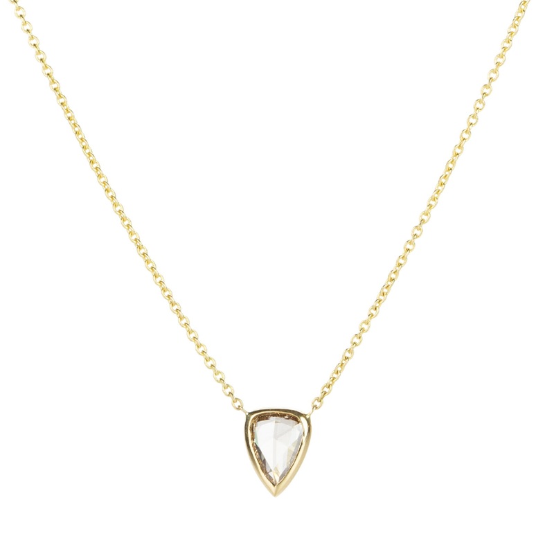 18k Pear Shaped Rose Cut Diamond Necklace