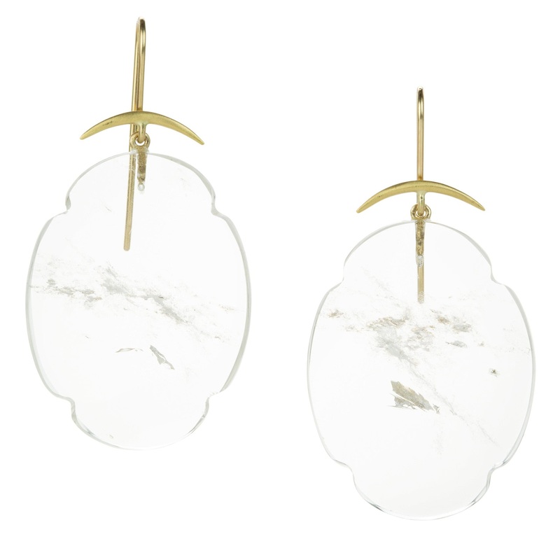 Crystal Scallop Earrings with Ghost Inclusions