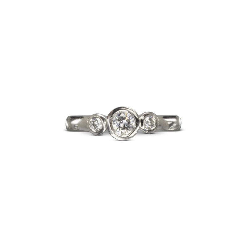Diamond Trilogy Engagement Ring (Dainty)