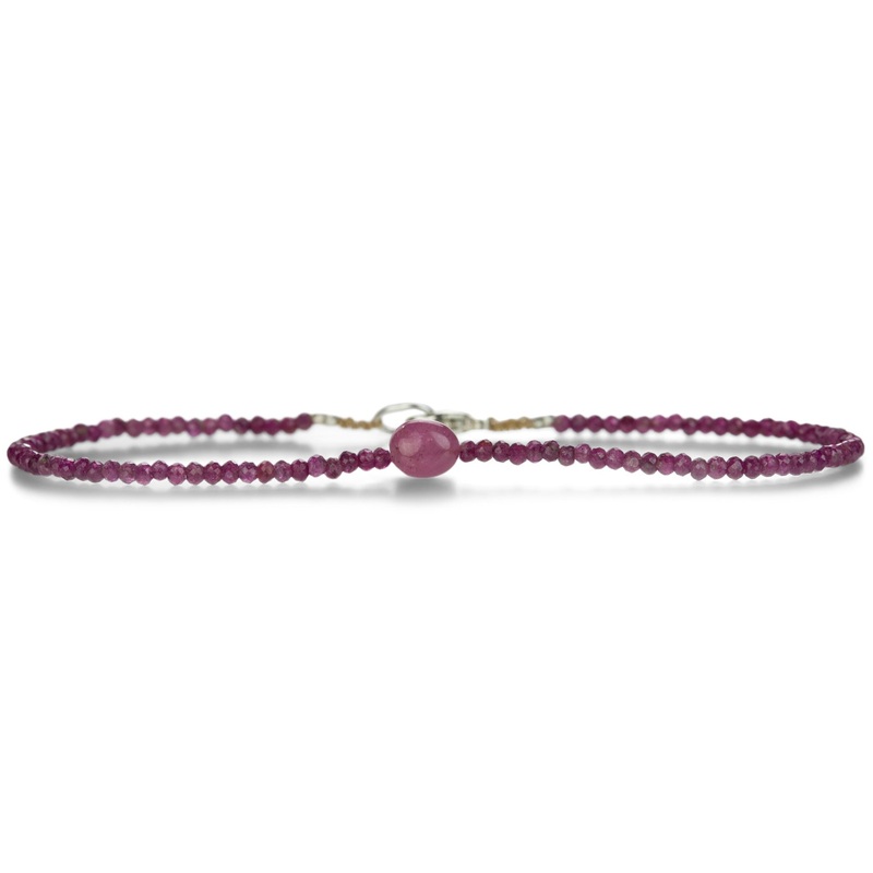 Faceted Ruby and Smooth Ruby Bracelet
