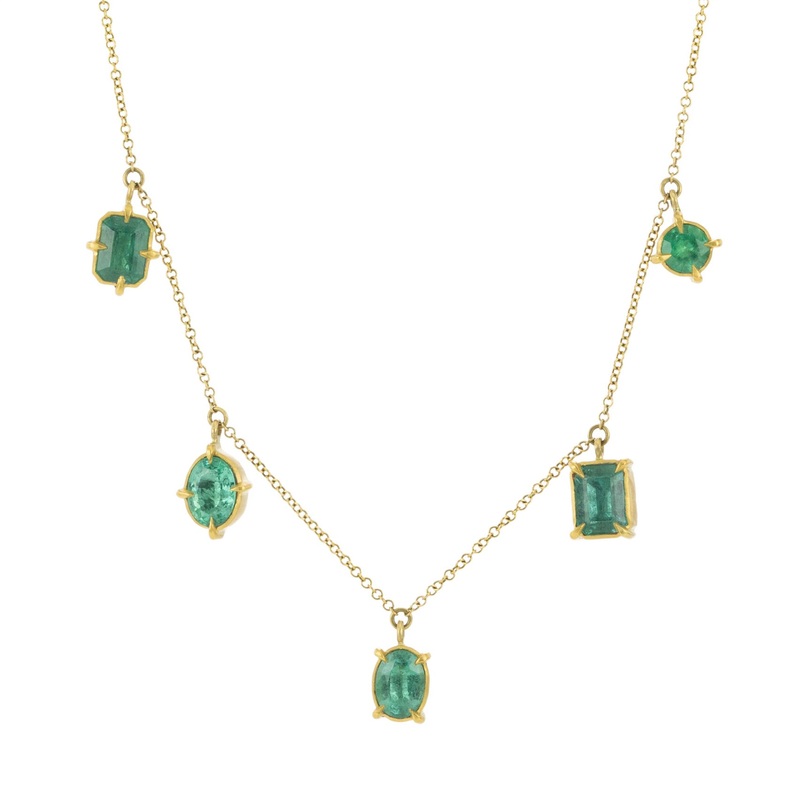 Five Emerald Gemstone Necklace