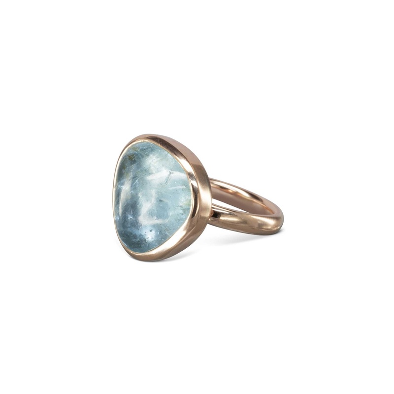 Rose Gold Aquamarine Cabochon Dress Ring